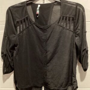 Ladies Reckless Heart Black Sheer Blouse Size Medium
